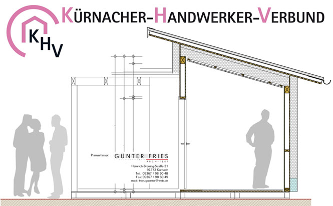 Skizze: Völlig neu und einzigartig wird der Kürnacher Handwerker Verbund an diesem Tag ein Haus bauen, angefangen von der Planung über Rohbau bis hin zur Fertigstellung - das alles an einem Tag und vor allem live.